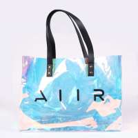 Fashion Transparent Travel Bag Pvc Laser Holographic Hologram Cosmetic Pouch Makeup Bag Clear Pvc  Beach Tote bag